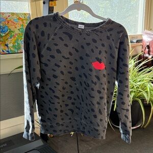 Clare V Gray Leopard Print Sweatshirt